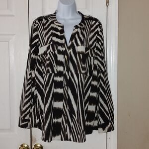Calvin Klein animal print button down long sleeve blouse  Sz XL  NWOT
